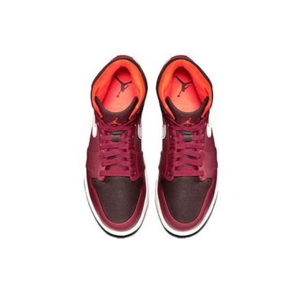 Air Jordan 1 Mid 'Team Red' Team Red/Electric Orange-Deep Burgundy 554724-604