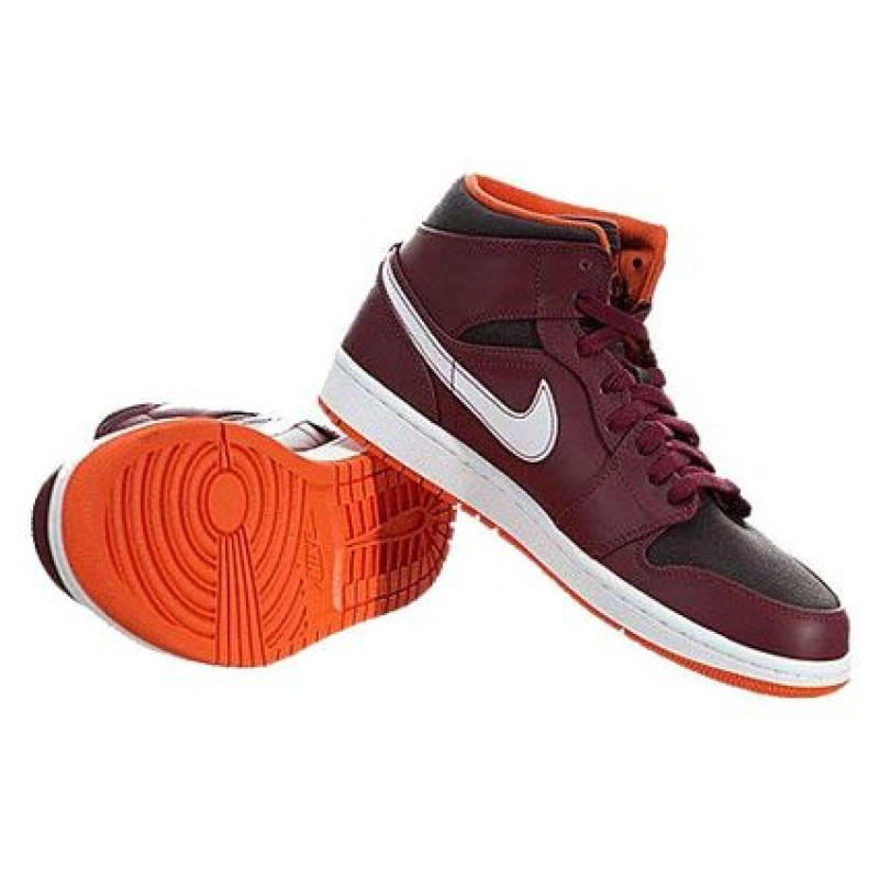 Air Jordan 1 Mid 'Team Red' Team Red/Electric Orange-Deep Burgundy 554724-604