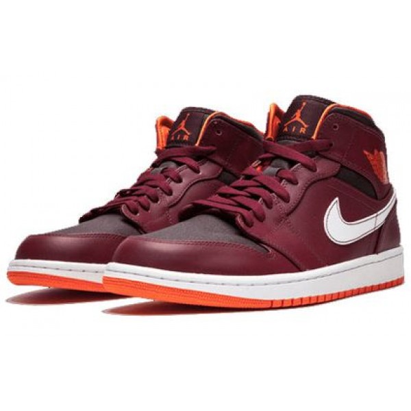 Air Jordan 1 Mid 'Team Red' Team Red/Electric Orange-Deep Burgundy 554724-604