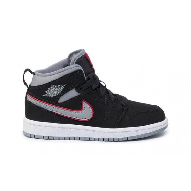 Air Jordan 1 Mid PS 'Black Particle Grey' Black/Particle Grey/White/Gym Red 640734-060