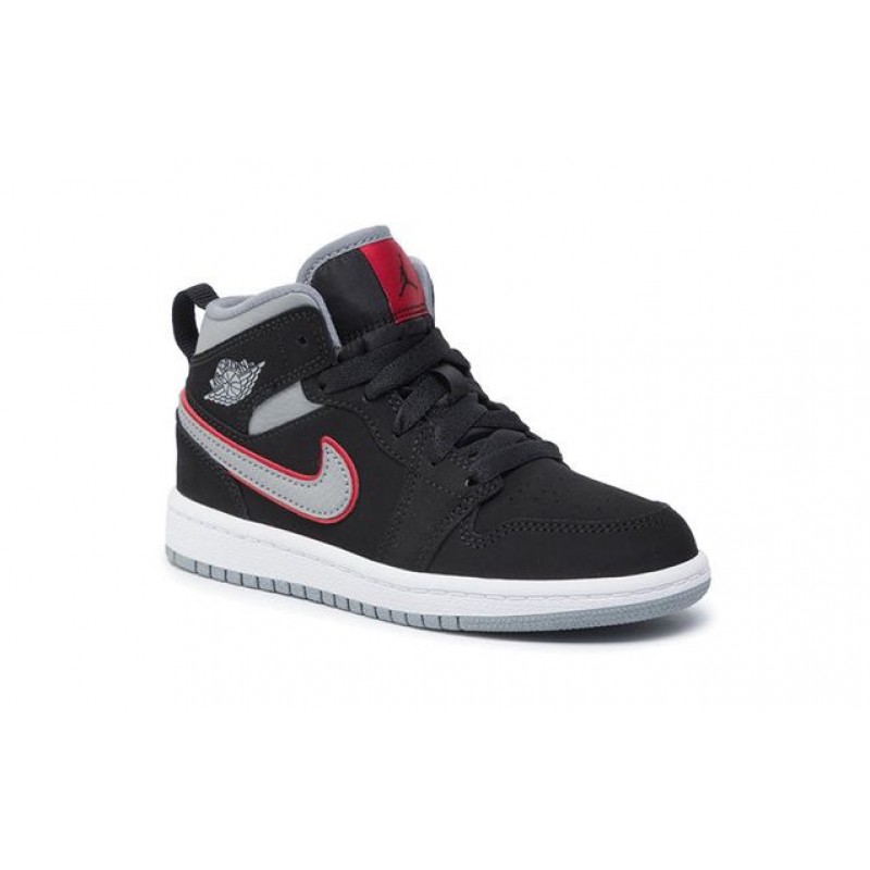 Air Jordan 1 Mid PS 'Black Particle Grey' Black/Particle Grey/White/Gym Red 640734-060