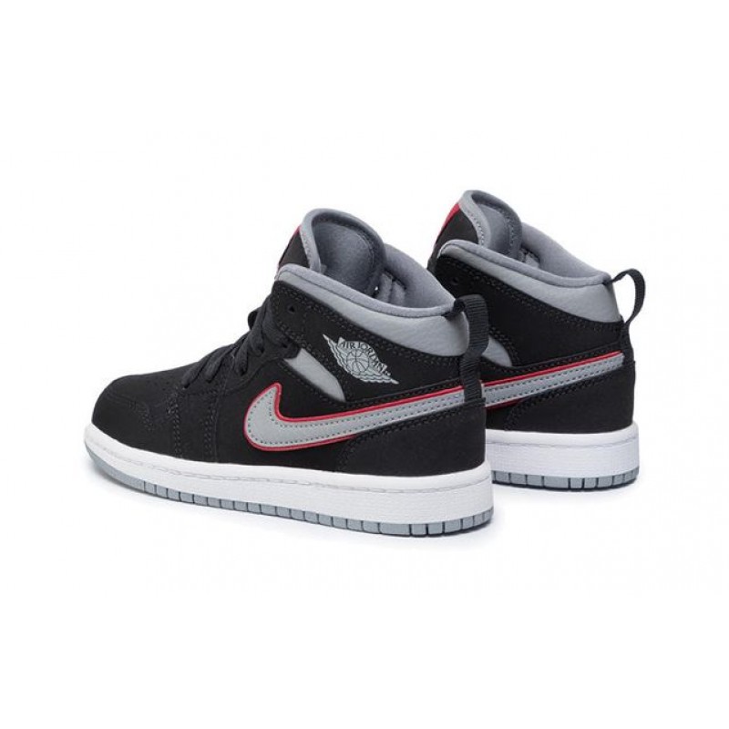 Air Jordan 1 Mid PS 'Black Particle Grey' Black/Particle Grey/White/Gym Red 640734-060