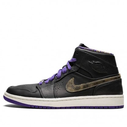 Air Jordan 1 Mid Nouveau BHM - Black Court Purple 629151-009