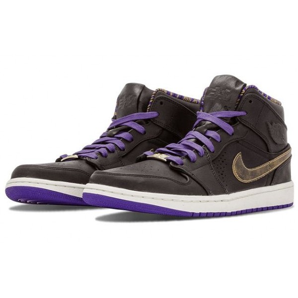 Air Jordan 1 Mid Nouveau BHM - Black Court Purple 629151-009