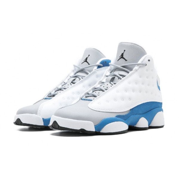 Nike GIRLS Air Jordan 13 Retro (GS) White/ITALY BLUE-WOLF GREY-Black 439358-107