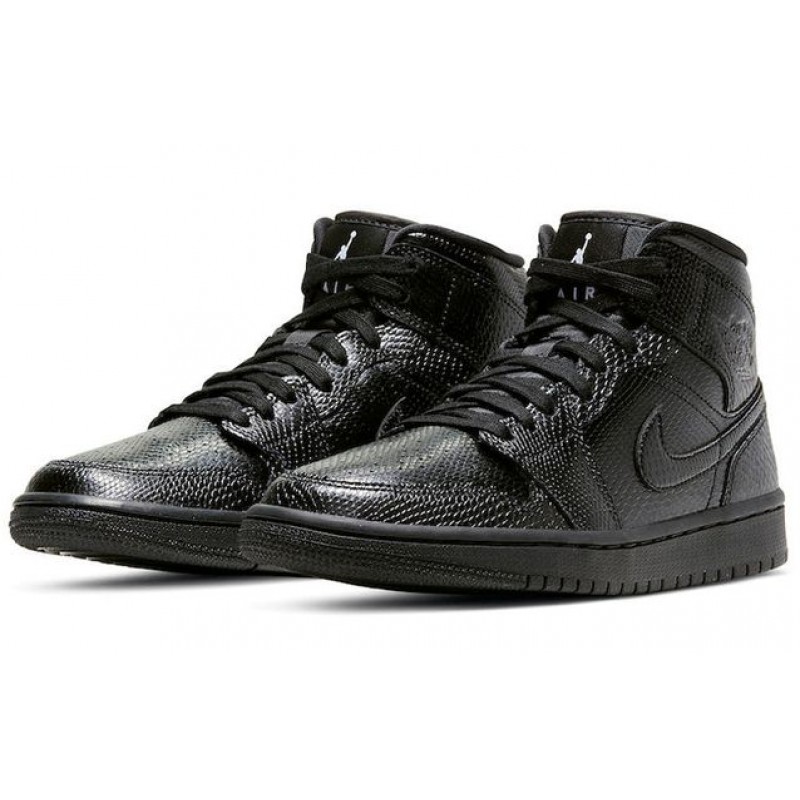 Air Jordan 1 Mid 'Black Snakeskin' Black/White/Black BQ6472-010