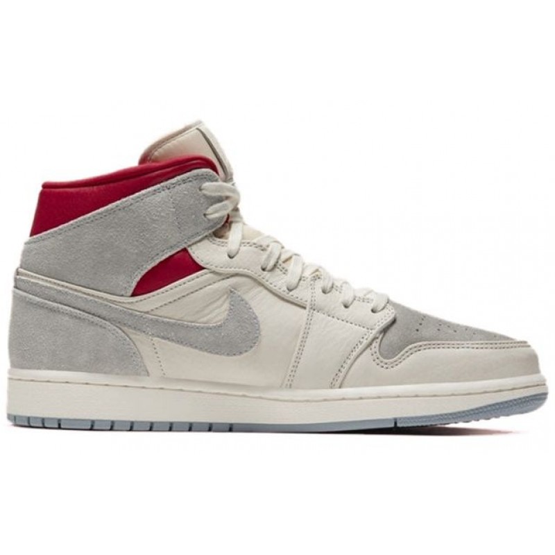 Nike nstuff x Air Jordan 1 Mid Past, Present, Future Sail/Wolf Grey/Gym Red/White CT3443-100