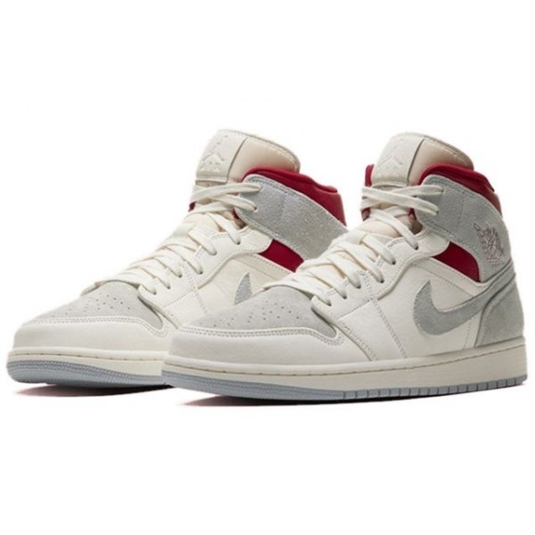 Nike nstuff x Air Jordan 1 Mid Past, Present, Future Sail/Wolf Grey/Gym Red/White CT3443-100