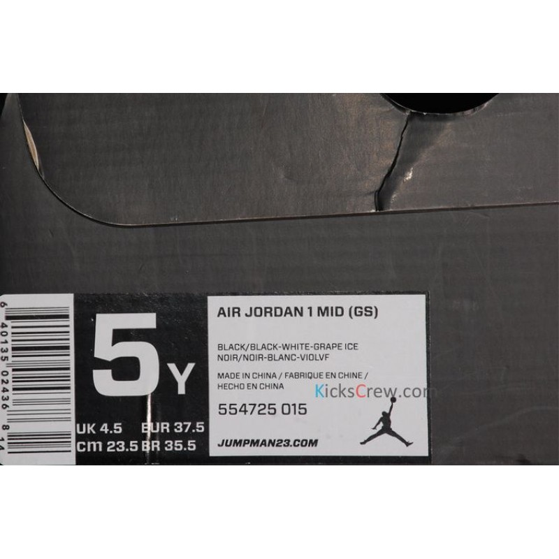 Air Jordan 1 Mid GS Black Grape Ice 554725-015