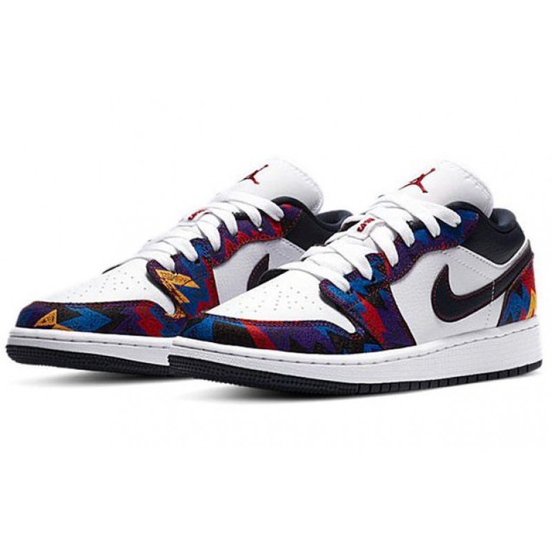 Air Jordan 1 Low SE GS 'Nothing But Net' White/Dark Obsidian/Team Red CZ8657-100