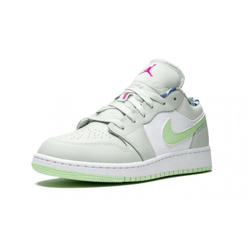 Air Jordan 1 Low'Barely Grey Spruce' GS Barely Grey/White/Laser Fuchsia/Frosted Spruce 554723-051