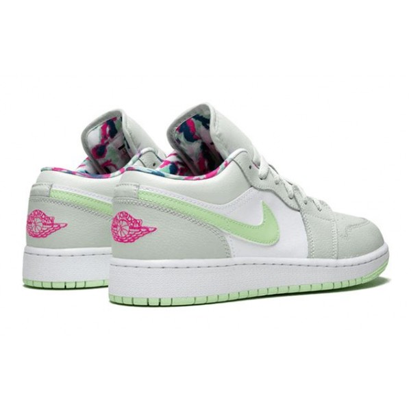 Air Jordan 1 Low'Barely Grey Spruce' GS Barely Grey/White/Laser Fuchsia/Frosted Spruce 554723-051