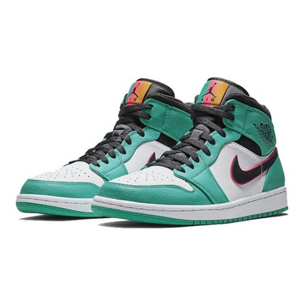 Air Jordan 1 Mid SE'South Beach' GS Turbo Green/Black-Hyper Pink-Orange Peel BQ6931-306