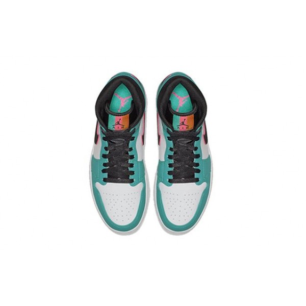 Air Jordan 1 Mid SE'South Beach' GS Turbo Green/Black-Hyper Pink-Orange Peel BQ6931-306