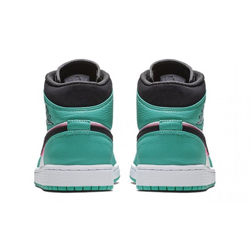 Air Jordan 1 Mid SE'South Beach' GS Turbo Green/Black-Hyper Pink-Orange Peel BQ6931-306