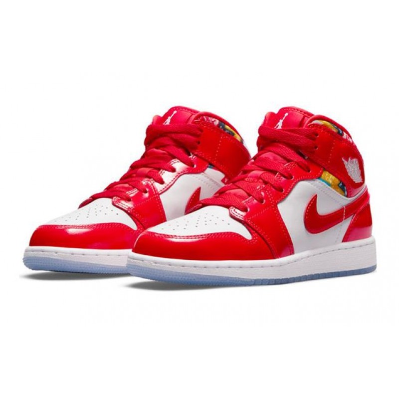 Air Jordan 1 Mid GS Barcelona Sweater Red Patent DC7248-600