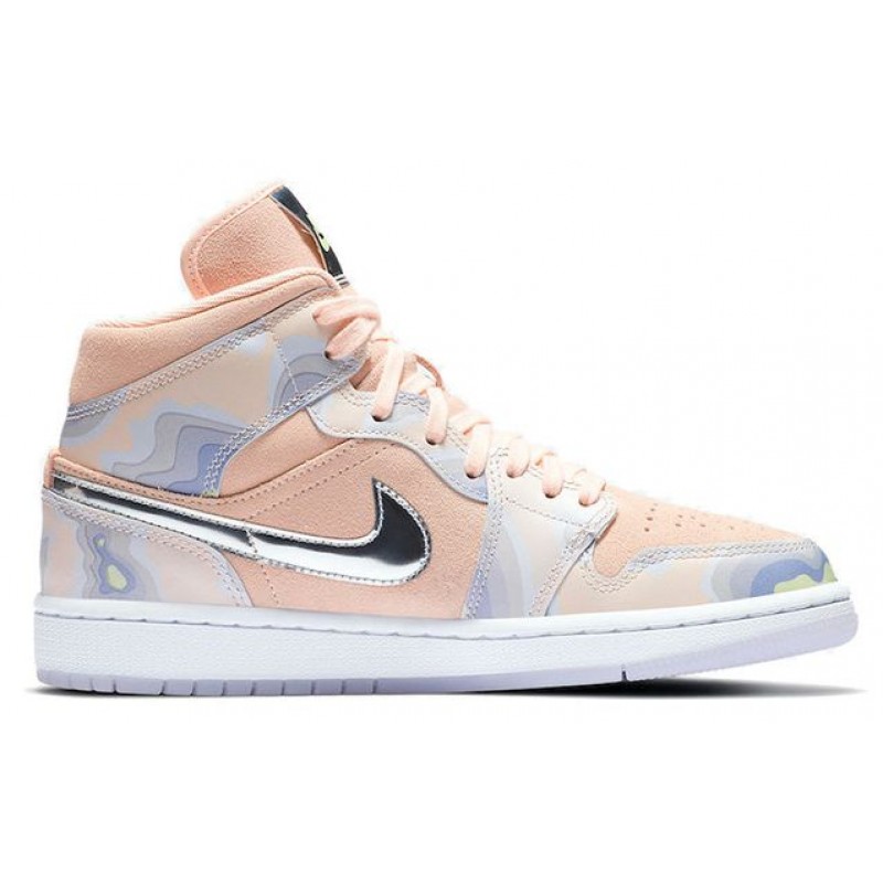 Womens WMNS Air Jordan 1 Mid SE 'P(HER)SPECTIVE' Washed Coral/Chrome/Light Whistle CW6008-600