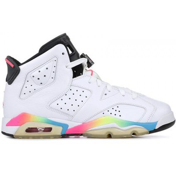 Air Jordan 6 Retro GS 'Pink Flash' white/pink flash-volt-mrn blue 384665-103