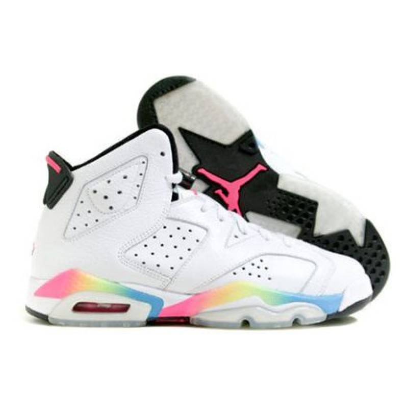 Air Jordan 6 Retro GS 'Pink Flash' white/pink flash-volt-mrn blue 384665-103