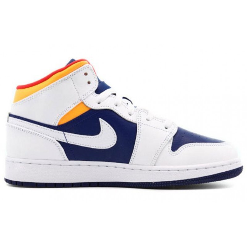 Air Jordan 1 Mid GS White Deep Royal Blue 554725-131