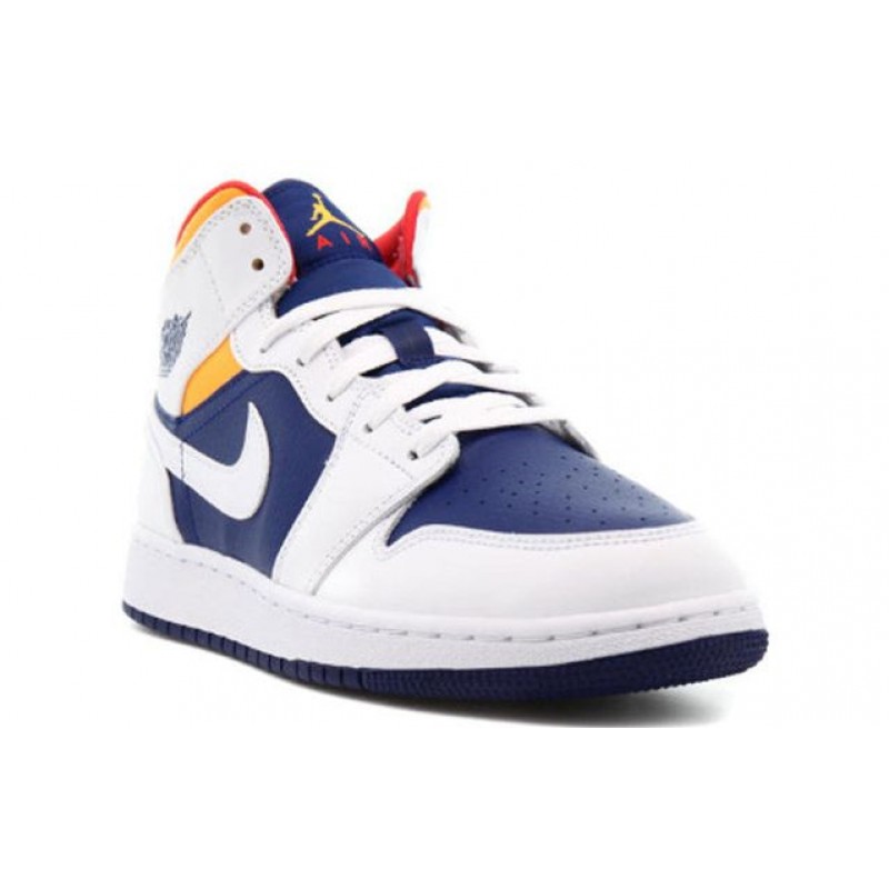 Air Jordan 1 Mid GS White Deep Royal Blue 554725-131