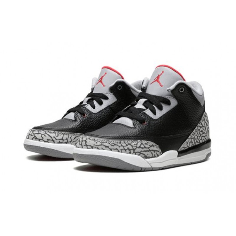 Air Jordan 3 Retro OG PS 'Black Cement' 2018 Black/Fire Red-Cement Grey 429487-021