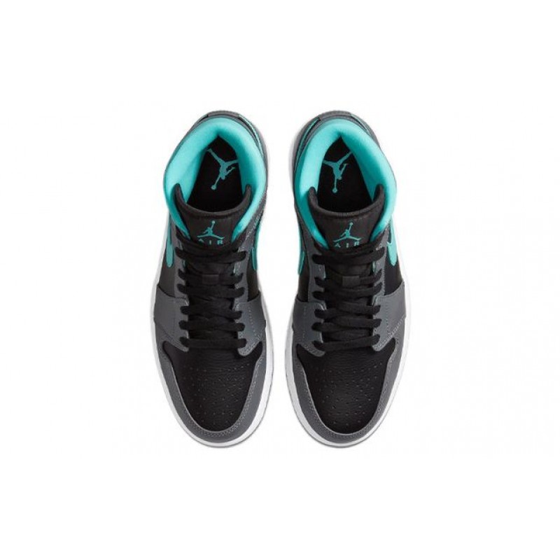 Air Jordan 1 Mid 'Grey Aqua' Black/Light Aqua/Dark Smoke Grey 554724-063