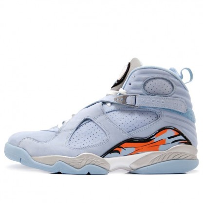 Womens WMNS Air Jordan 8 Retro 'Ice Blue' Ice Blue/Metallic Silver-Orange Blaze 316836-401