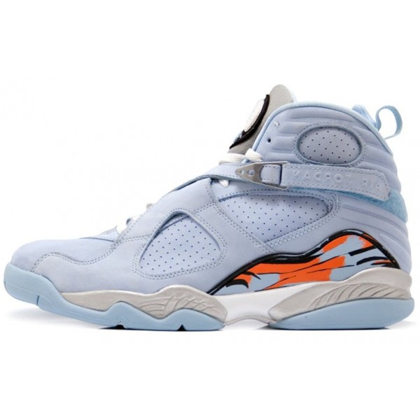 Womens WMNS Air Jordan 8 Retro 'Ice Blue' Ice Blue/Metallic Silver-Orange Blaze 316836-401