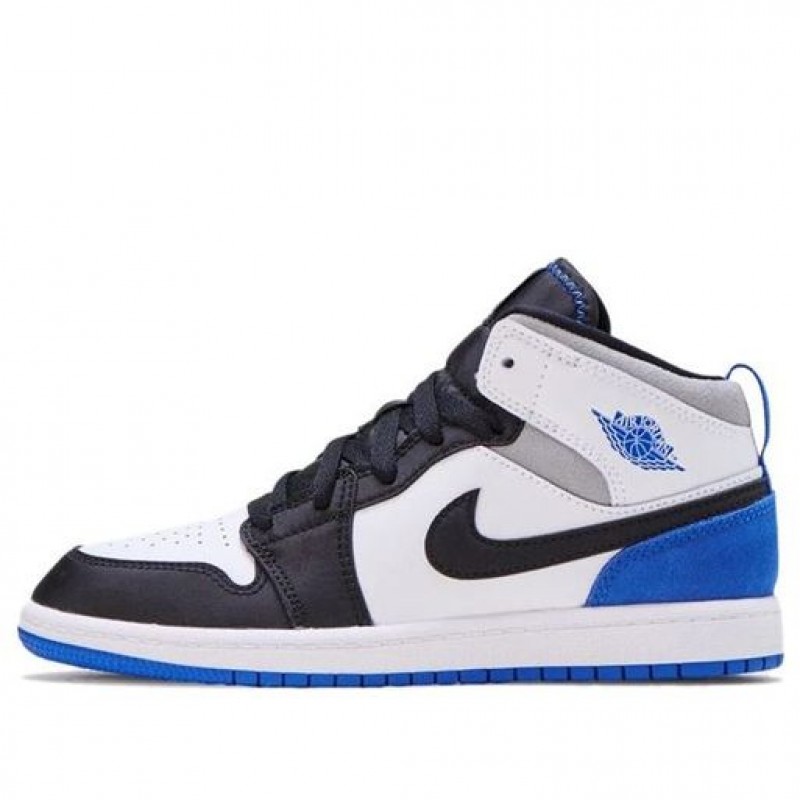 Air Jordan 1 Mid SE PS 'Royal Black Toe' White/Black/Light Solar Flare Heather/Hyper Royal BQ6932-102