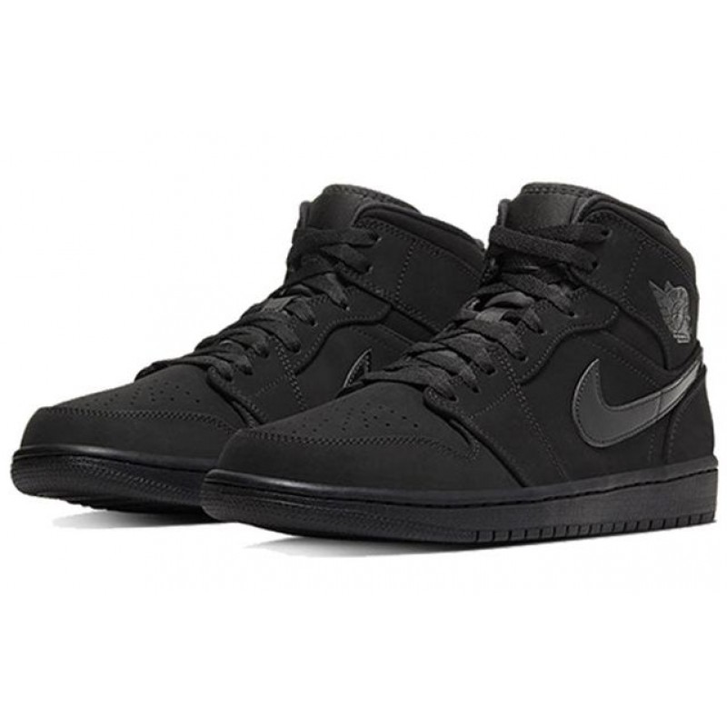 Air Jordan 1 Mid 'Triple Black' Black/Black/Black 554724-056