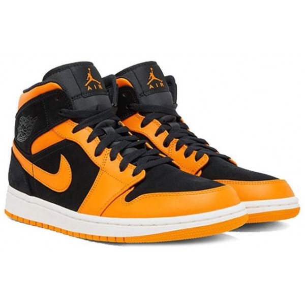 Air Jordan 1 Mid Black Orange Peel 554724-081