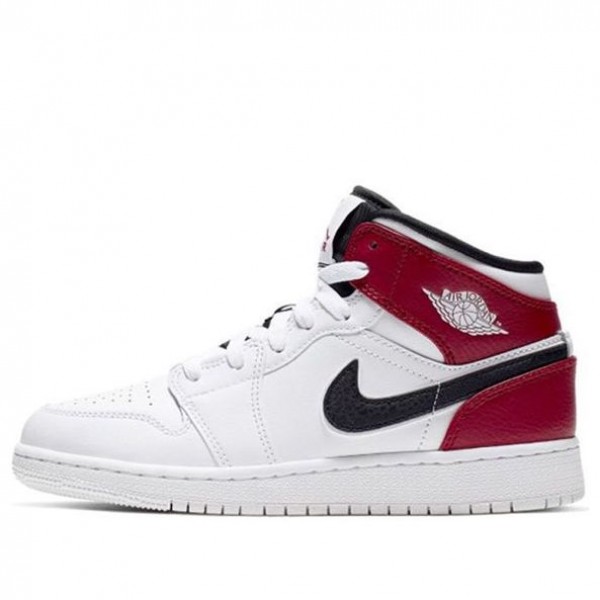 Air Jordan 1 Mid GS White Black Gym Red 554725-116