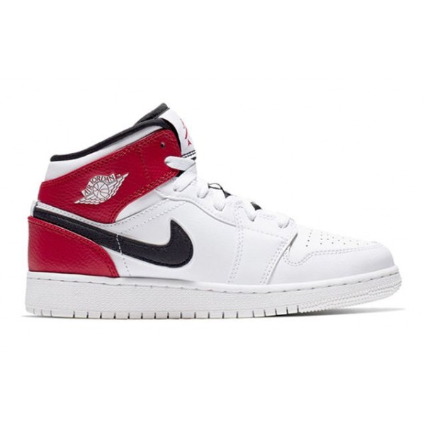 Air Jordan 1 Mid GS White Black Gym Red 554725-116