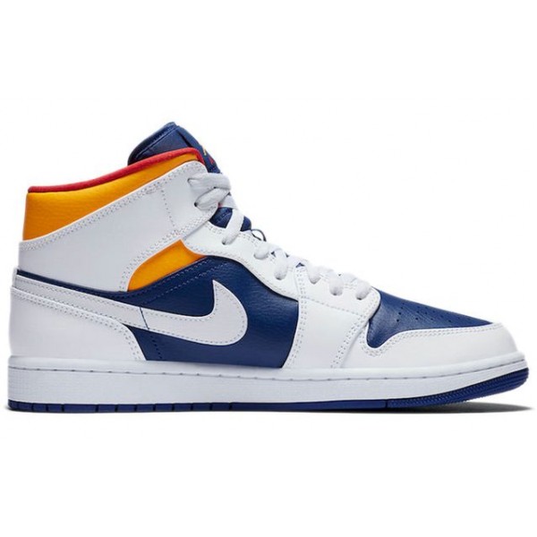 Air Jordan 1 Mid 'White Deep Royal Blue' White/Deep Royal Blue/Track Red/Laser Orange 554724-131