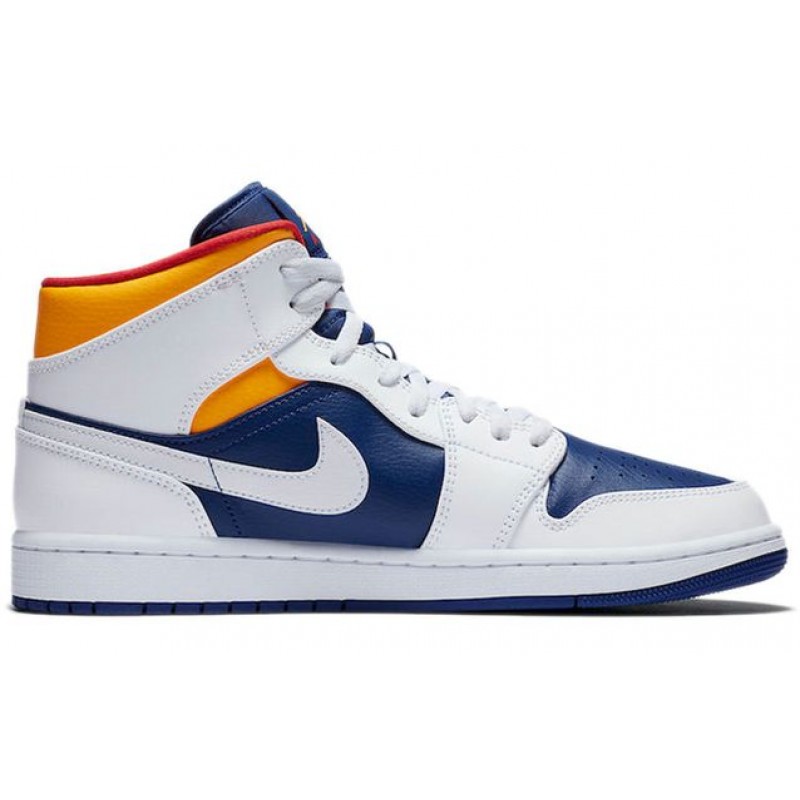 Air Jordan 1 Mid 'White Deep Royal Blue' White/Deep Royal Blue/Track Red/Laser Orange 554724-131