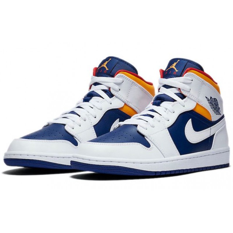 Air Jordan 1 Mid 'White Deep Royal Blue' White/Deep Royal Blue/Track Red/Laser Orange 554724-131