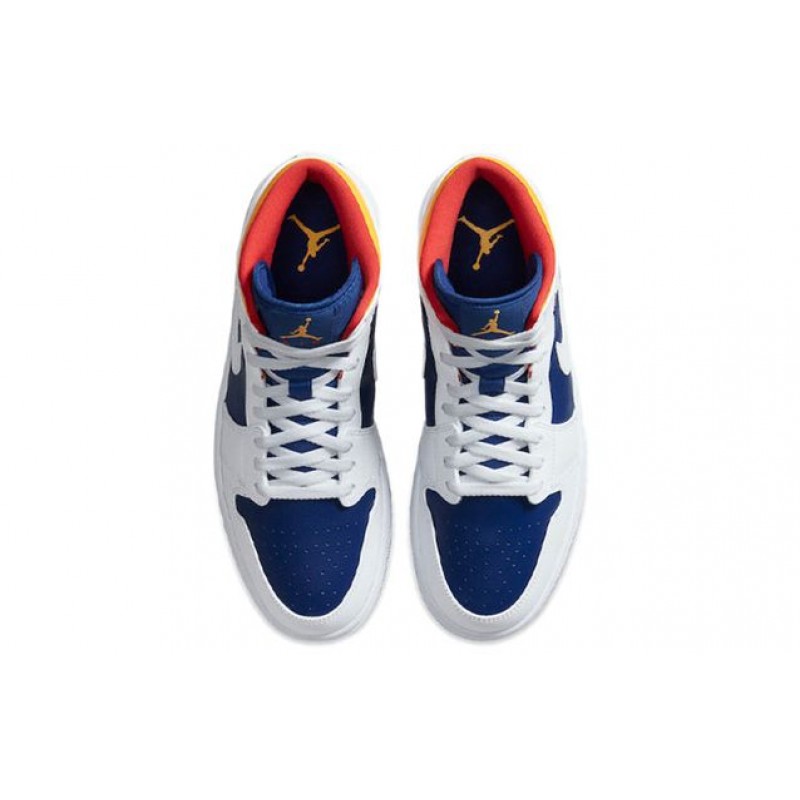 Air Jordan 1 Mid 'White Deep Royal Blue' White/Deep Royal Blue/Track Red/Laser Orange 554724-131