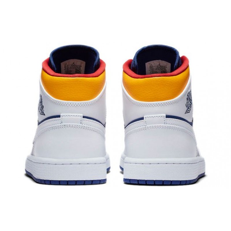 Air Jordan 1 Mid 'White Deep Royal Blue' White/Deep Royal Blue/Track Red/Laser Orange 554724-131