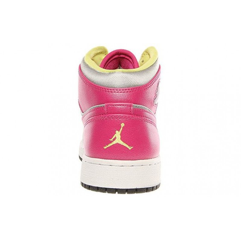 Air Jordan 1 Mid 'Metallic Silver Fusion Pink' Metallic Silver/Fusion Pink-Electric Yellow 555112-037