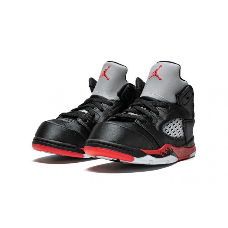 Air Jordan 5 Retro TD 'Satin Bred' Black/University Red 440890-006