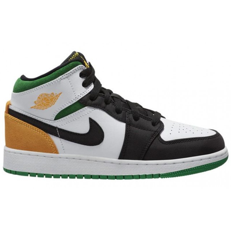 Air Jordan 1 Mid GS 'Lucky Green' White/Laser Orange/Black/Lucky Green BQ6931-101