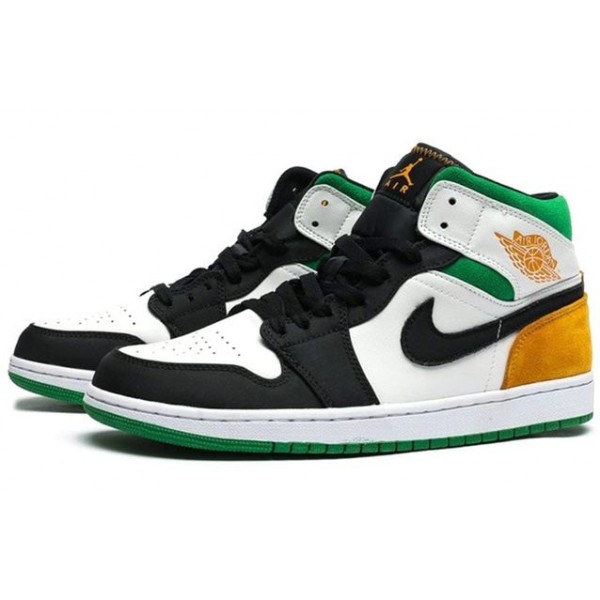 Air Jordan 1 Mid GS 'Lucky Green' White/Laser Orange/Black/Lucky Green BQ6931-101