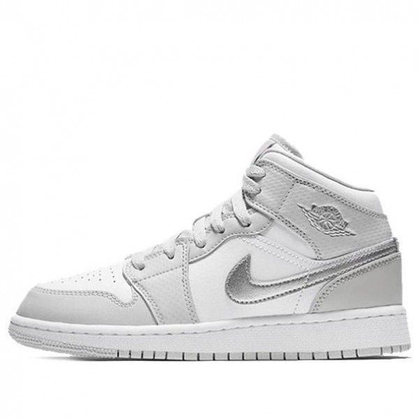 Air Jordan 1 Mid GG Grey Fog Metallic Silver 555112-012