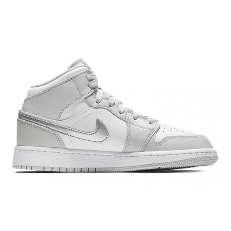 Air Jordan 1 Mid GG Grey Fog Metallic Silver 555112-012