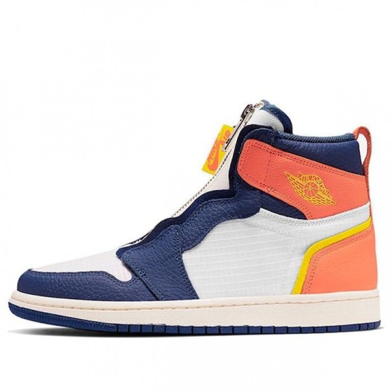 Womens WMNS Air Jordan 1 High Zip Sail Blue Void Orange AQ3742-100