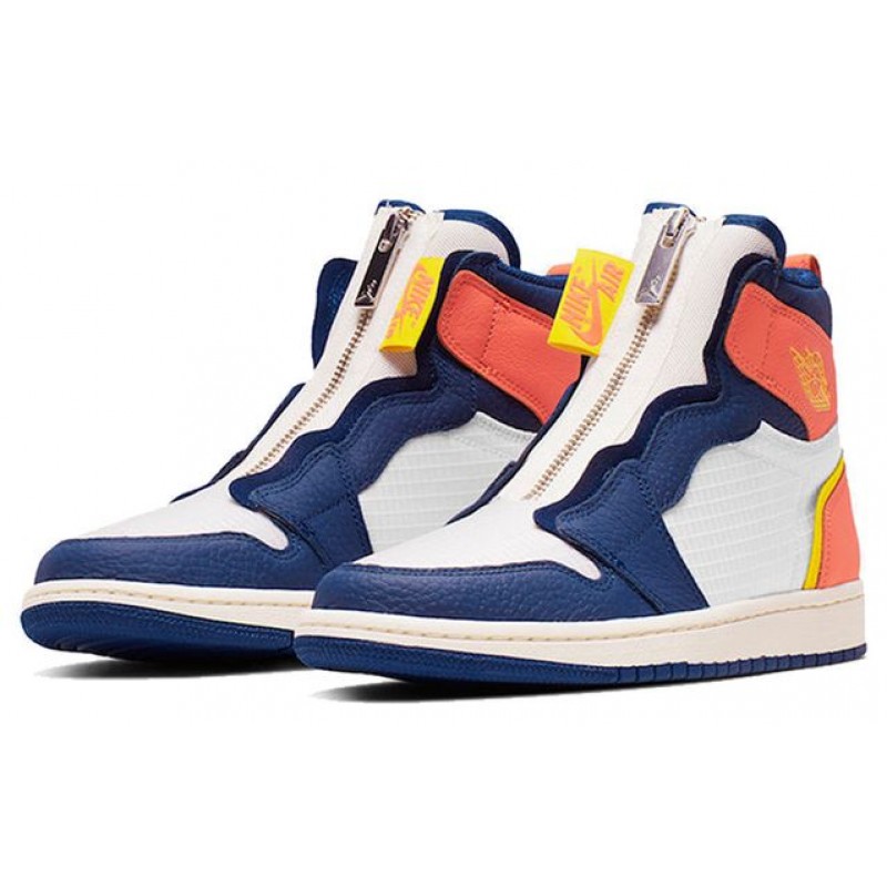 Womens WMNS Air Jordan 1 High Zip Sail Blue Void Orange AQ3742-100