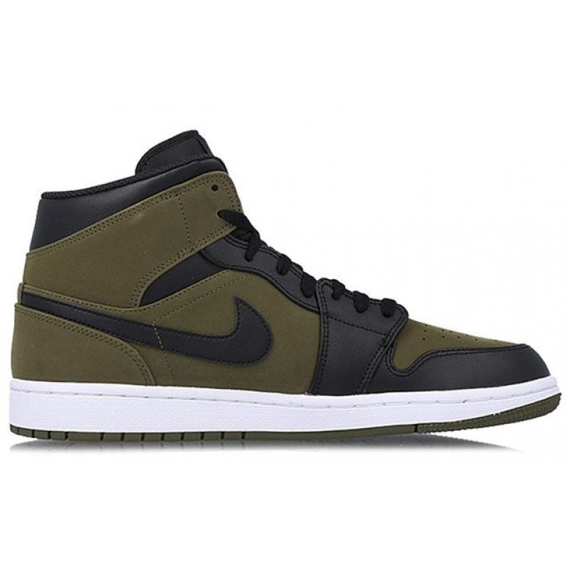 Air Jordan 1 Mid Olive Canvas Black 554724-301