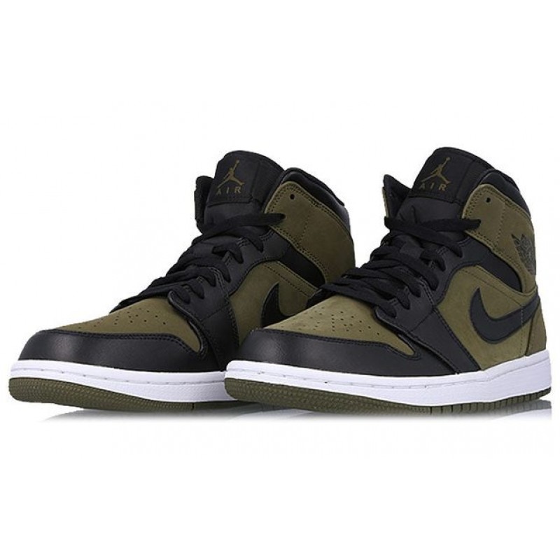 Air Jordan 1 Mid Olive Canvas Black 554724-301