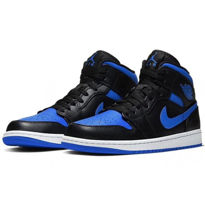 Air Jordan 1 Mid Black Hyper Royal 554724-068